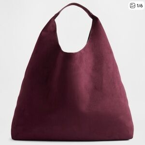 🆕 NWT Vegan Suede Slouchy Tote Bag 💼 Big Bag Energy! Deep Burgundy $70 New Color